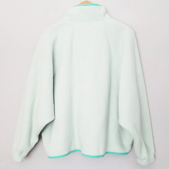 American Eagle Overesized Fleece Sherpa Snap Jacket Size M Mint Green Sea Foam - Picture 5 of 16